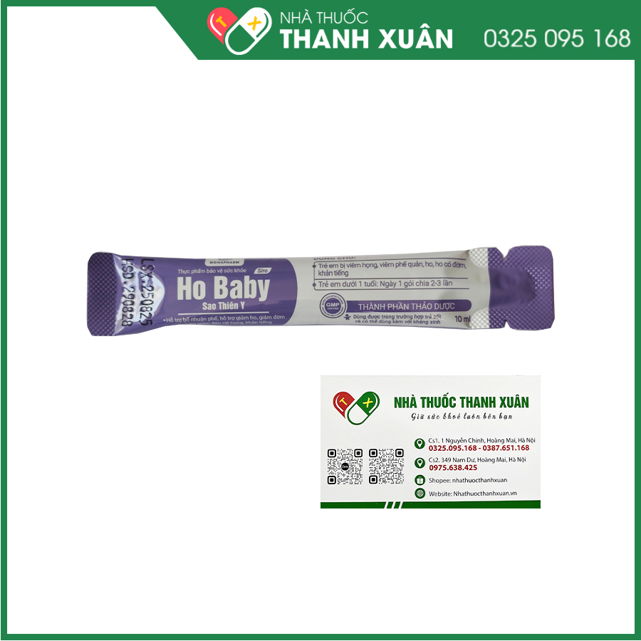 Ho Baby Sao Thiên Y giúp hỗ trợ bổ phế, hỗ trợ giảm ho, giảm đờm, giảm đau rát họng, khàn tiếng